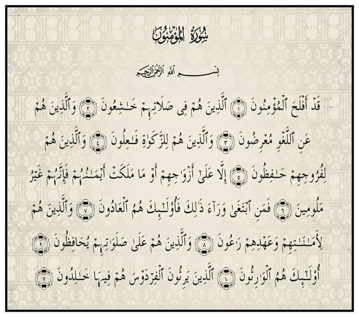 تفسير رؤية سورة المؤمنون في المنام